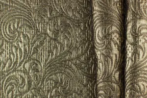 Arabesque Metallic Antique Gold & Black Wool Bend Brocade Matelassé (Made in Switzerland)