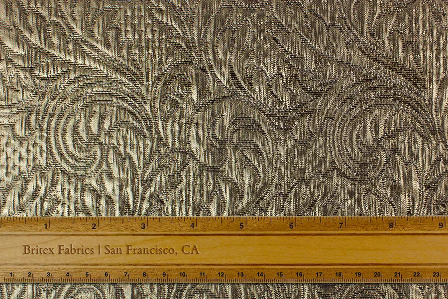 Arabesque Metallic Antique Gold & Black Wool Bend Brocade Matelassé (Made in Switzerland)