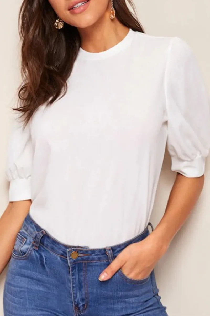 Casual Solid Patchwork O Neck Blouses