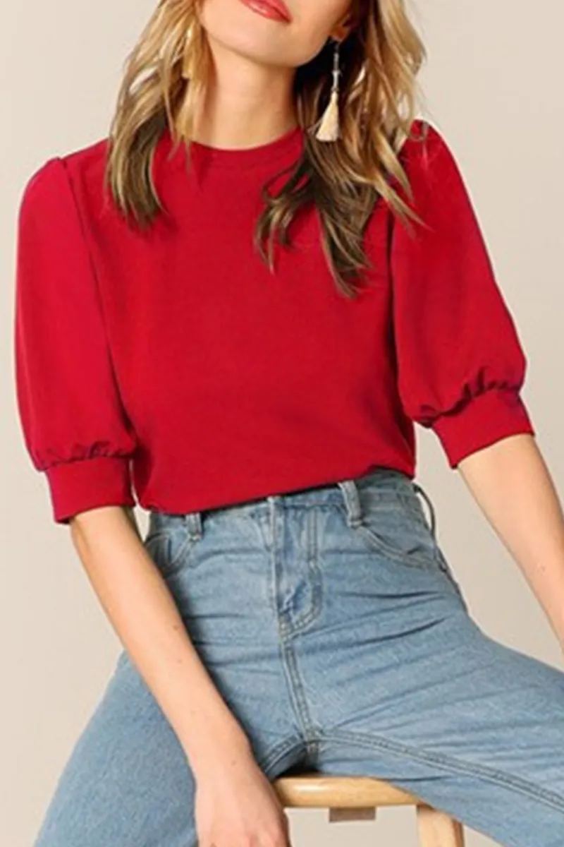 Casual Solid Patchwork O Neck Blouses