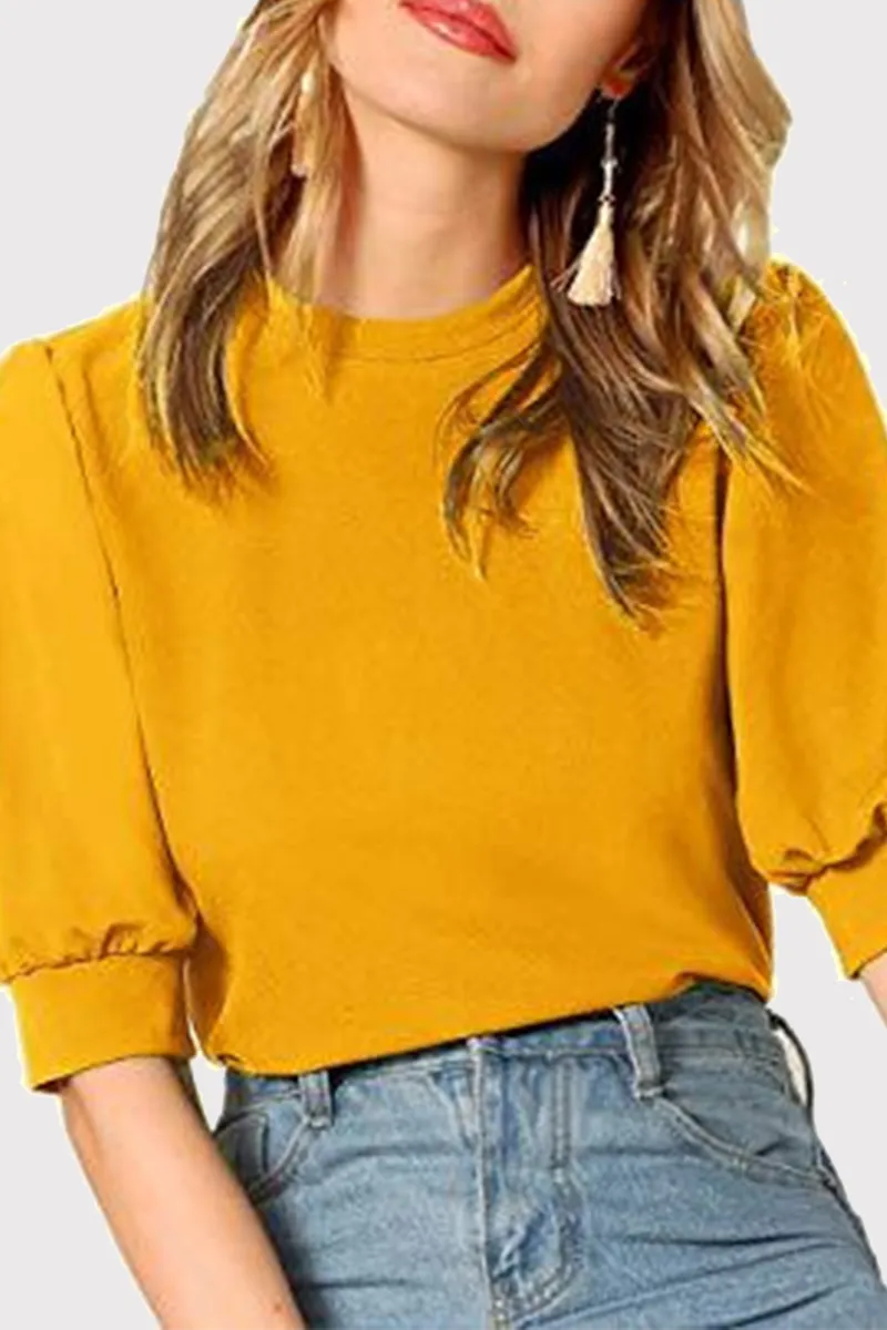 Casual Solid Patchwork O Neck Blouses