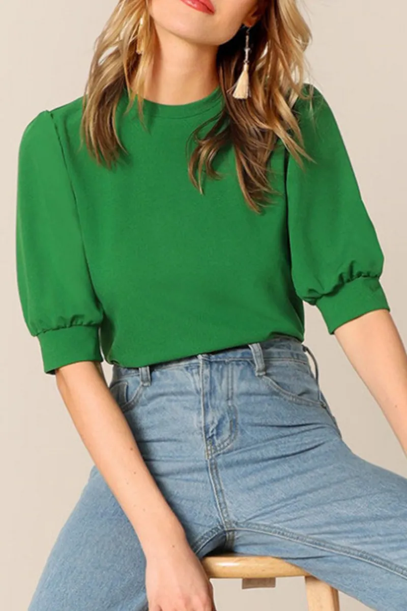 Casual Solid Patchwork O Neck Blouses