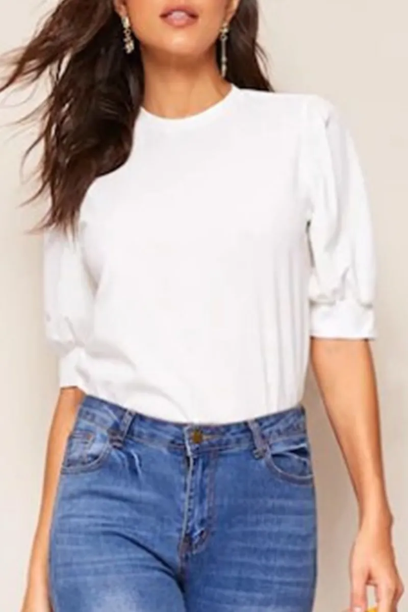 Casual Solid Patchwork O Neck Blouses