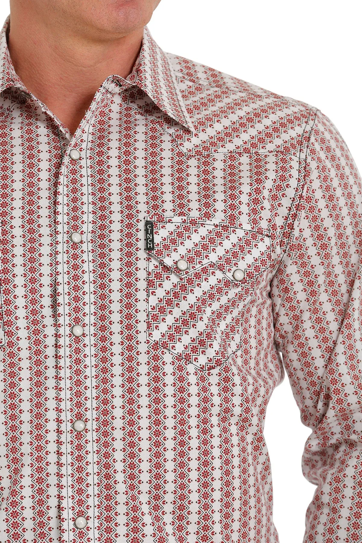 Cinch | White Striped Modern Fit Print LS Shirt