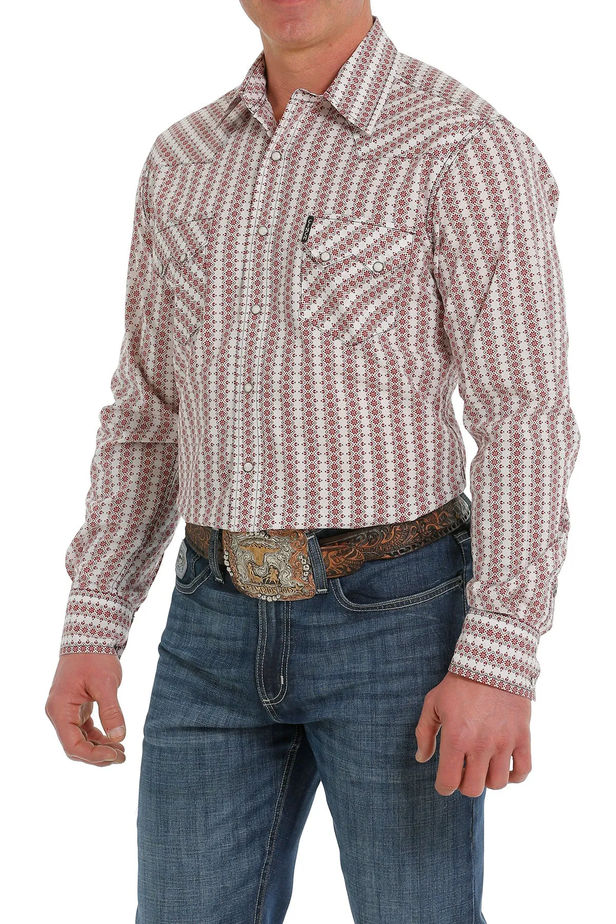 Cinch | White Striped Modern Fit Print LS Shirt