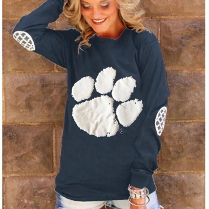 Clearance Bear's-Paw Print Long Sleeves Blouse