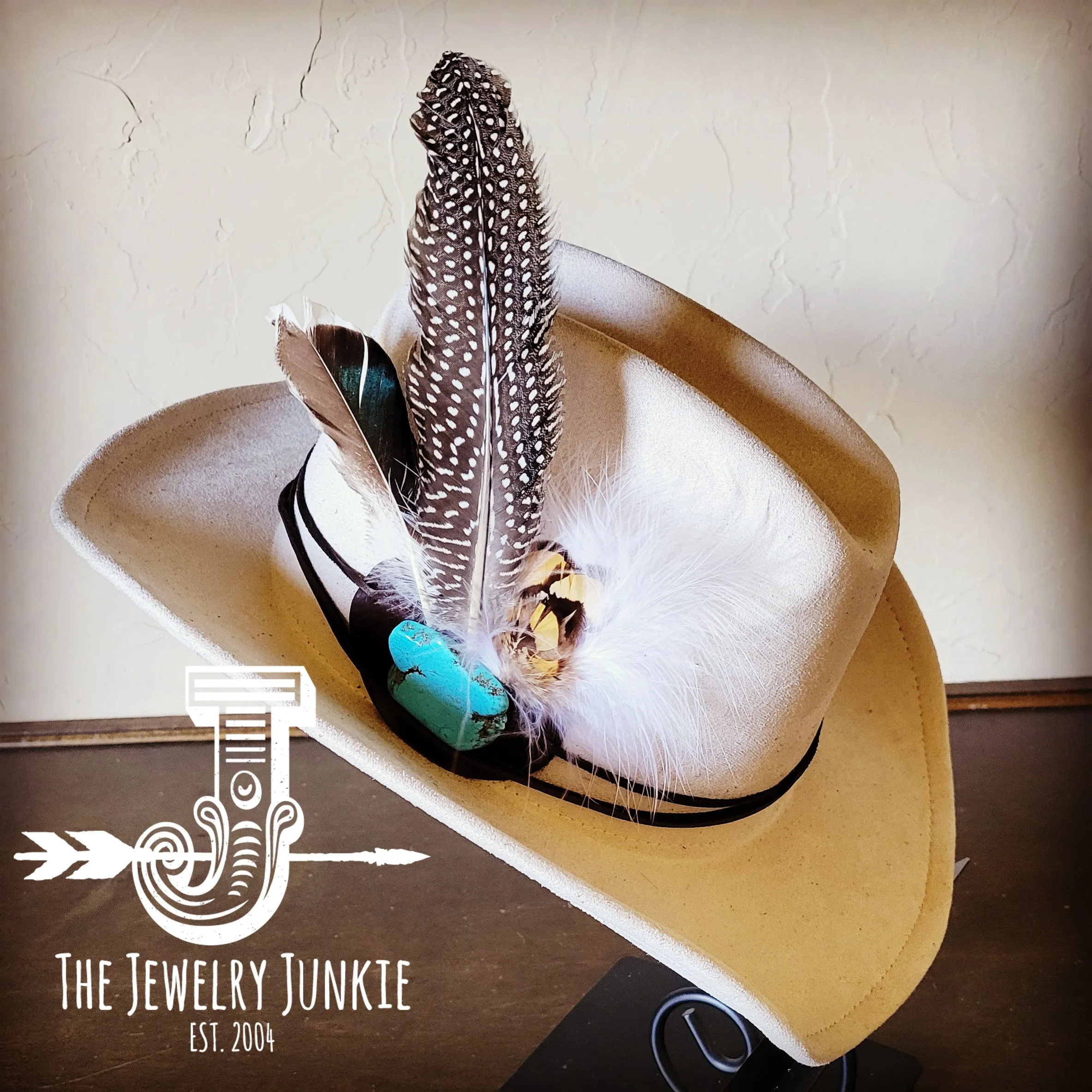 **Cowgirl Western Felt Hat w/ Choice of Turquoise Hat Accent-Bone 981k