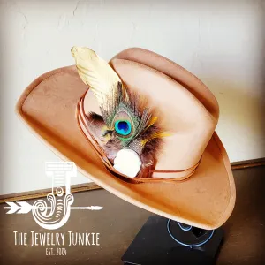 **Cowgirl Western Hat w/ Choice of Feather Hat Band-Tan 982k