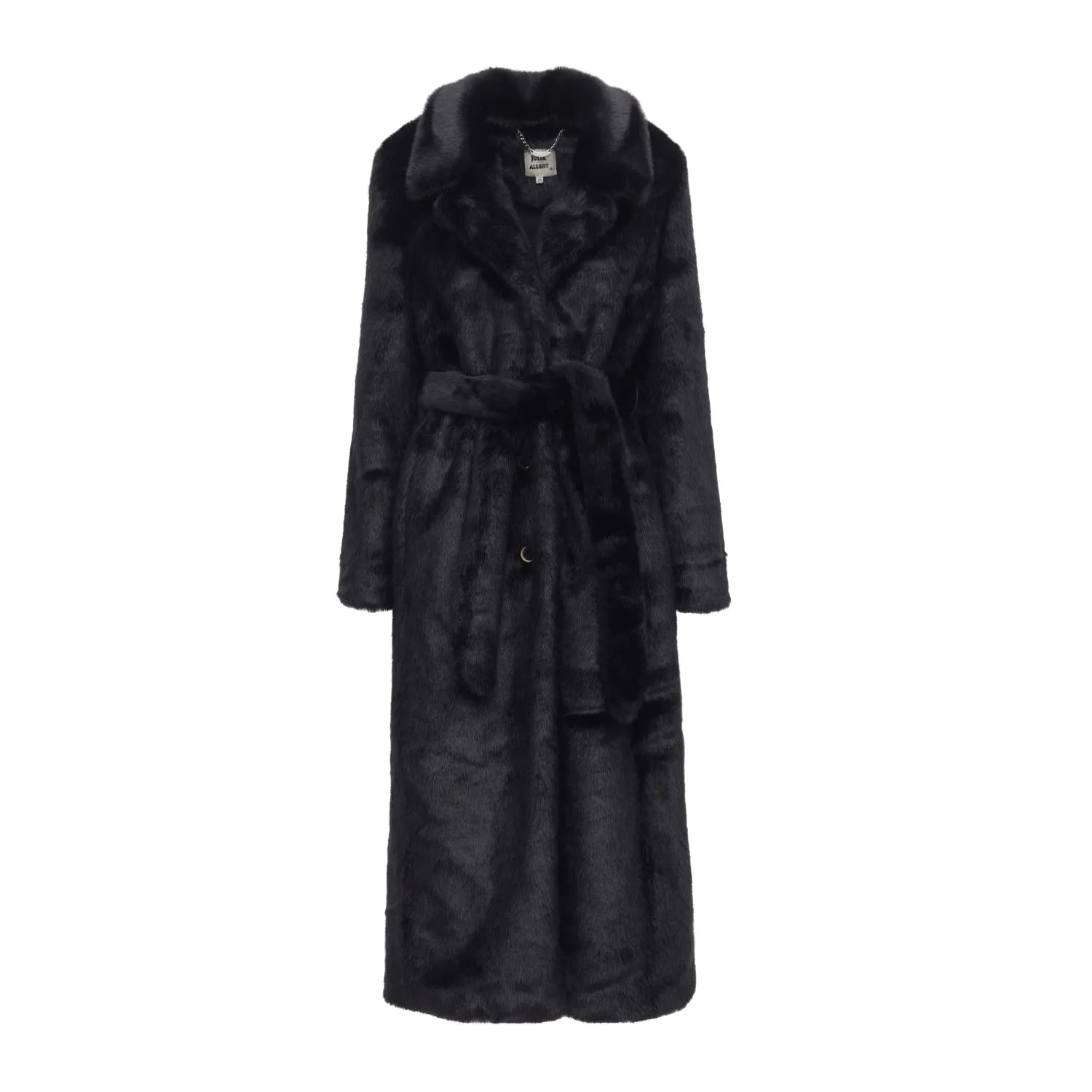 Demi-Season Solid Faux Fur Coat Black