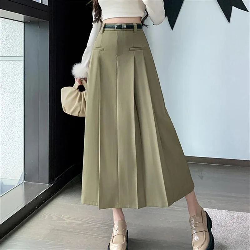 Elegant Autumn A-Line: High-Waisted Maxi Skirt in Luxurious Cotton Blend