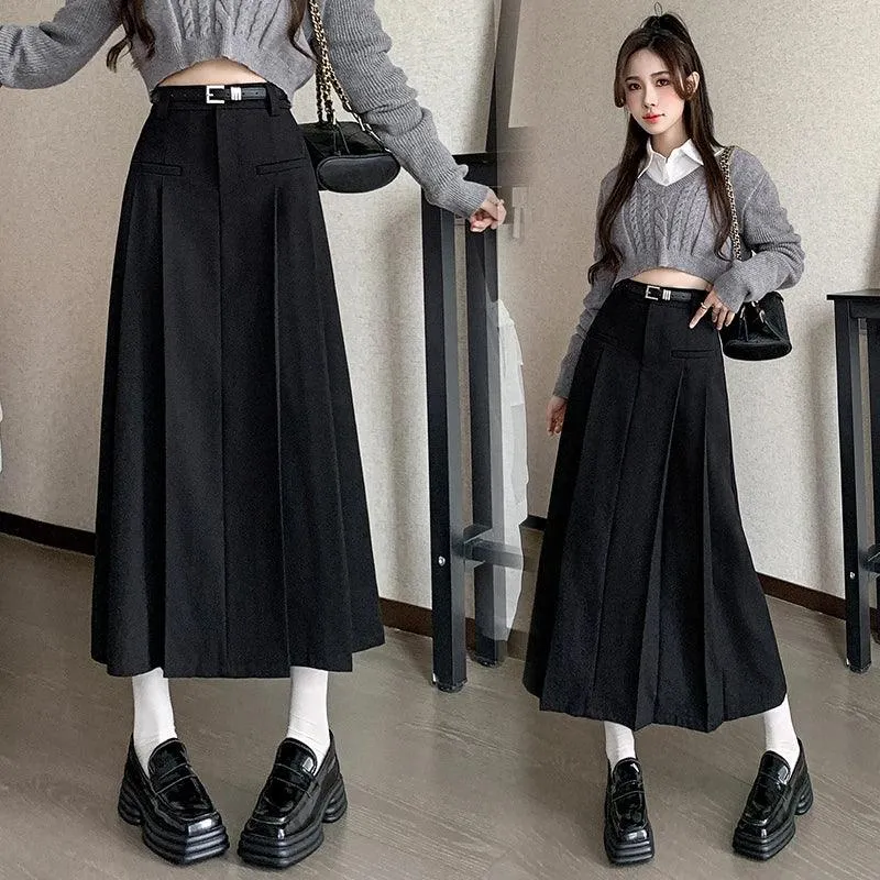 Elegant Autumn A-Line: High-Waisted Maxi Skirt in Luxurious Cotton Blend