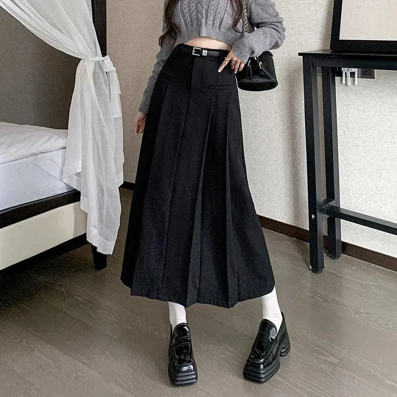 Elegant Autumn A-Line: High-Waisted Maxi Skirt in Luxurious Cotton Blend