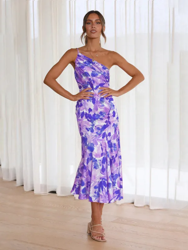 Elegant One Shoulder Mermaid Midi Cocktail Dress