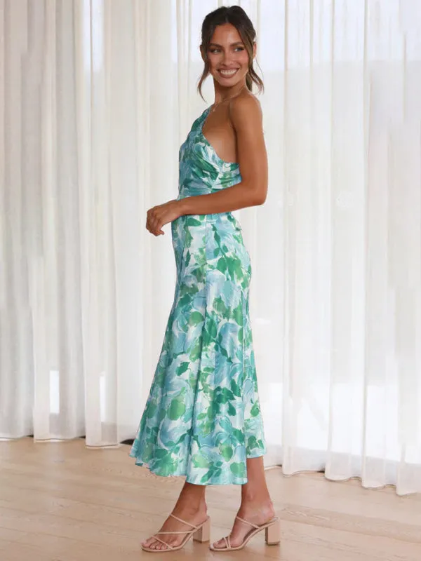 Elegant One Shoulder Mermaid Midi Cocktail Dress