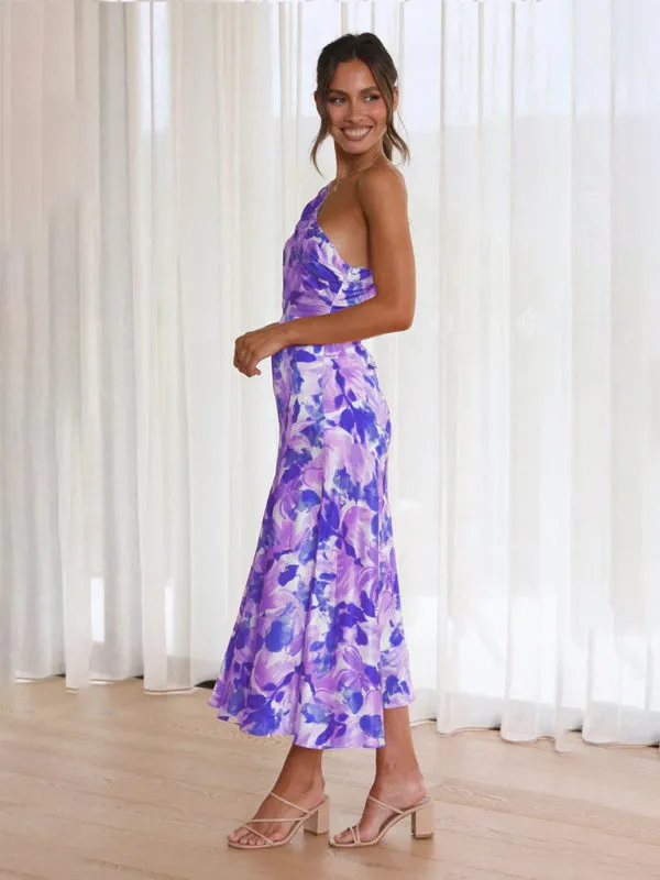 Elegant One Shoulder Mermaid Midi Cocktail Dress