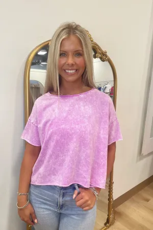 Keep It Casual Acid Wash Crop Tee Mauve