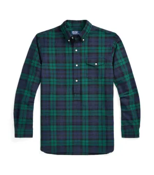 Men's Classic Fit Plaid Popover Oxford Shirt Navy Green Multi