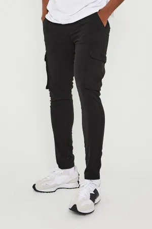 Milton Tapered Cargo Cotton Pants - Black