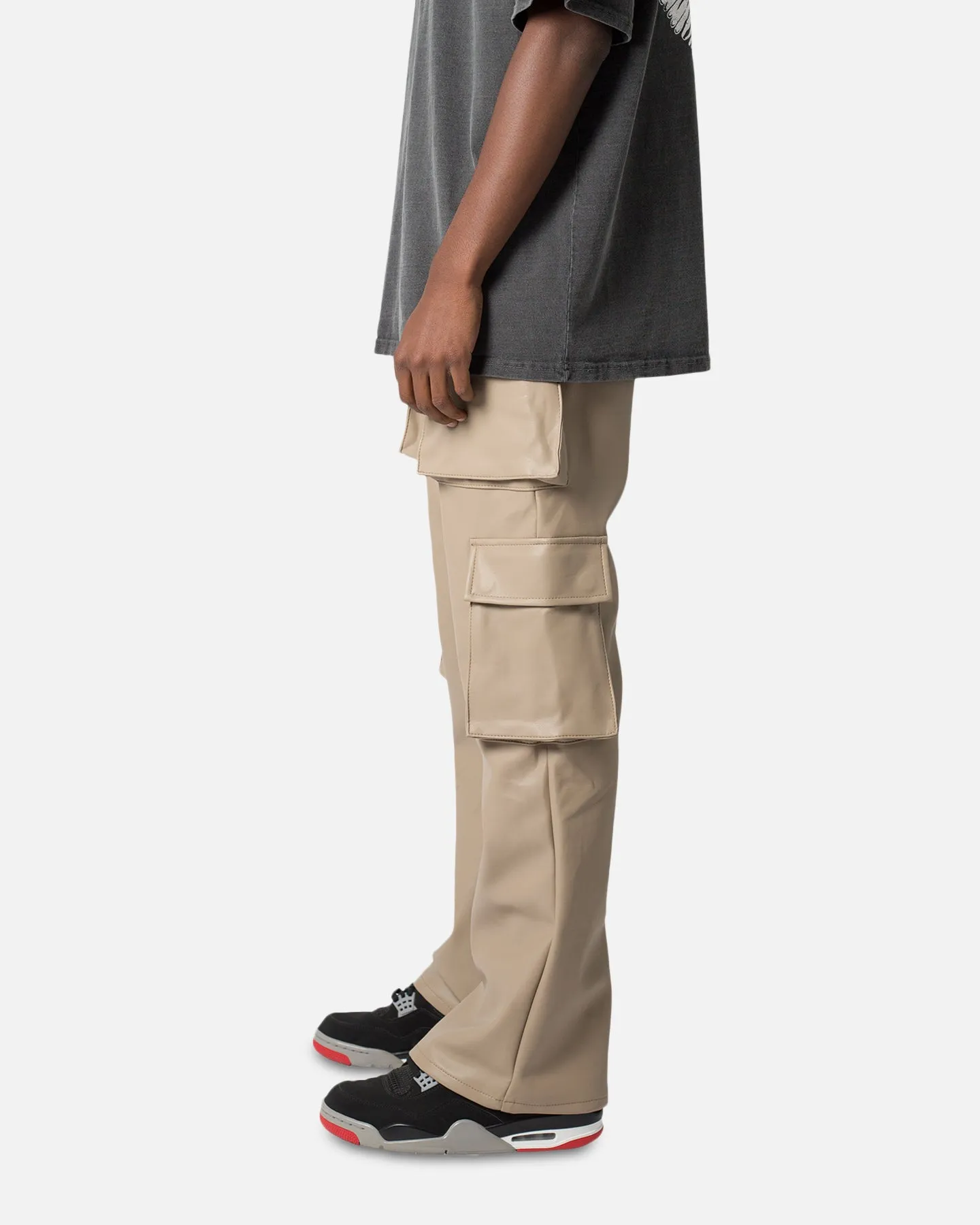 MNML Leather Double Snap Cargo Pants Khaki