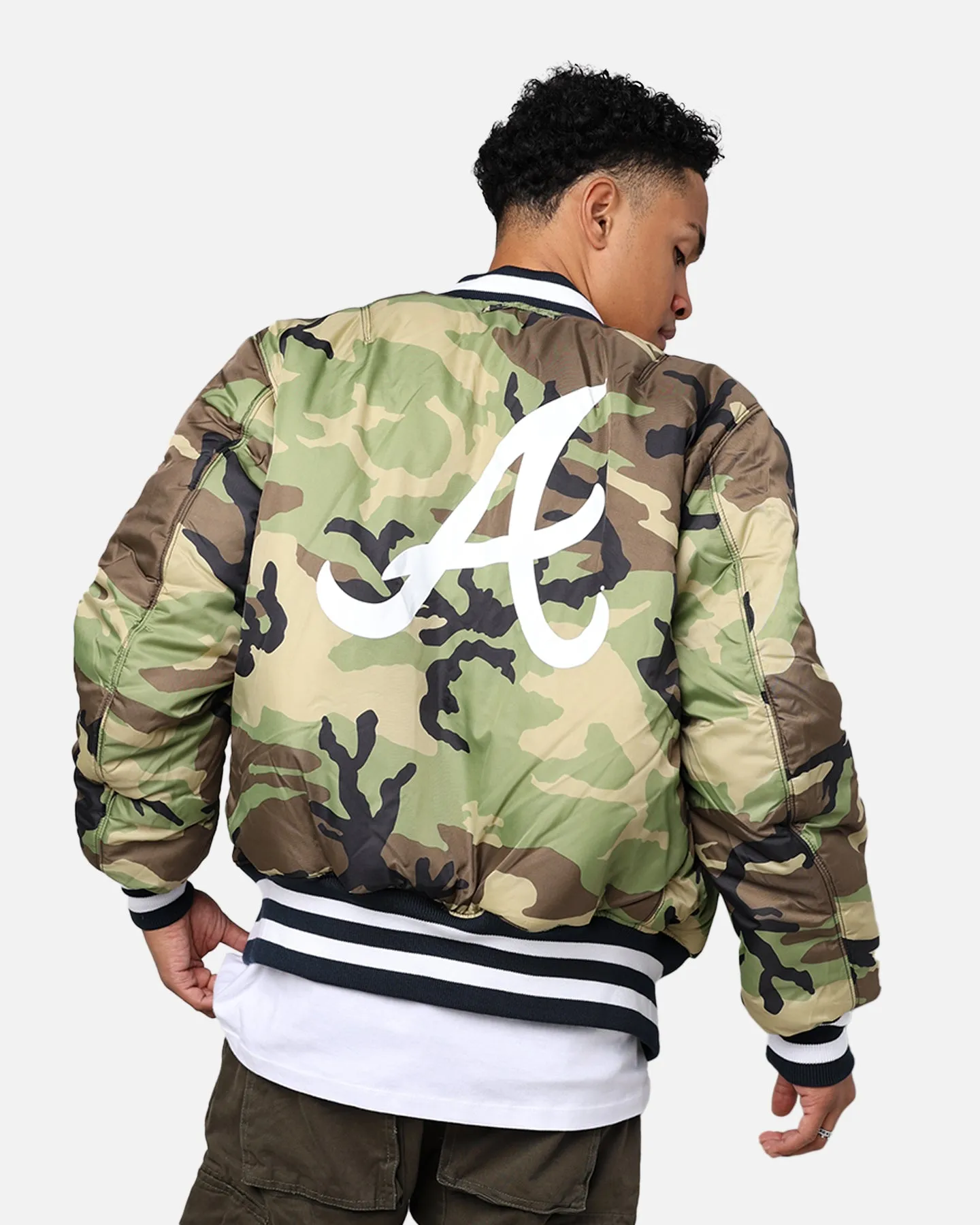 New Era X Alpha Series X MLB Atlanta Braves MA-1 Bomber Jacket Black