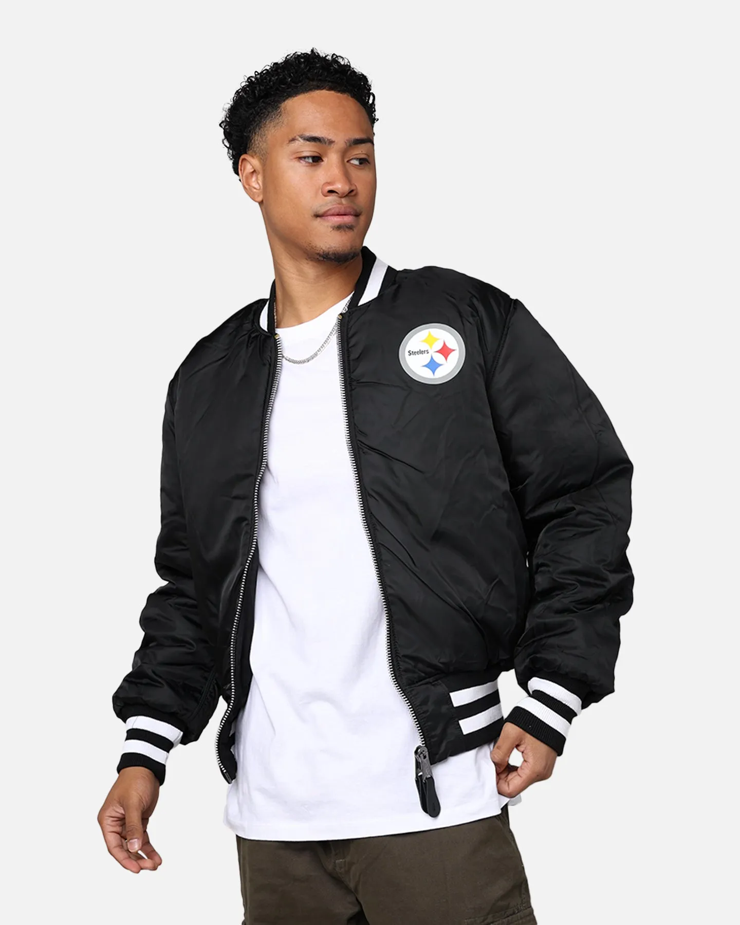 New Era X Alpha Series X NFL Pittsburgh Steelers MA-1 Bomber Jacket Black