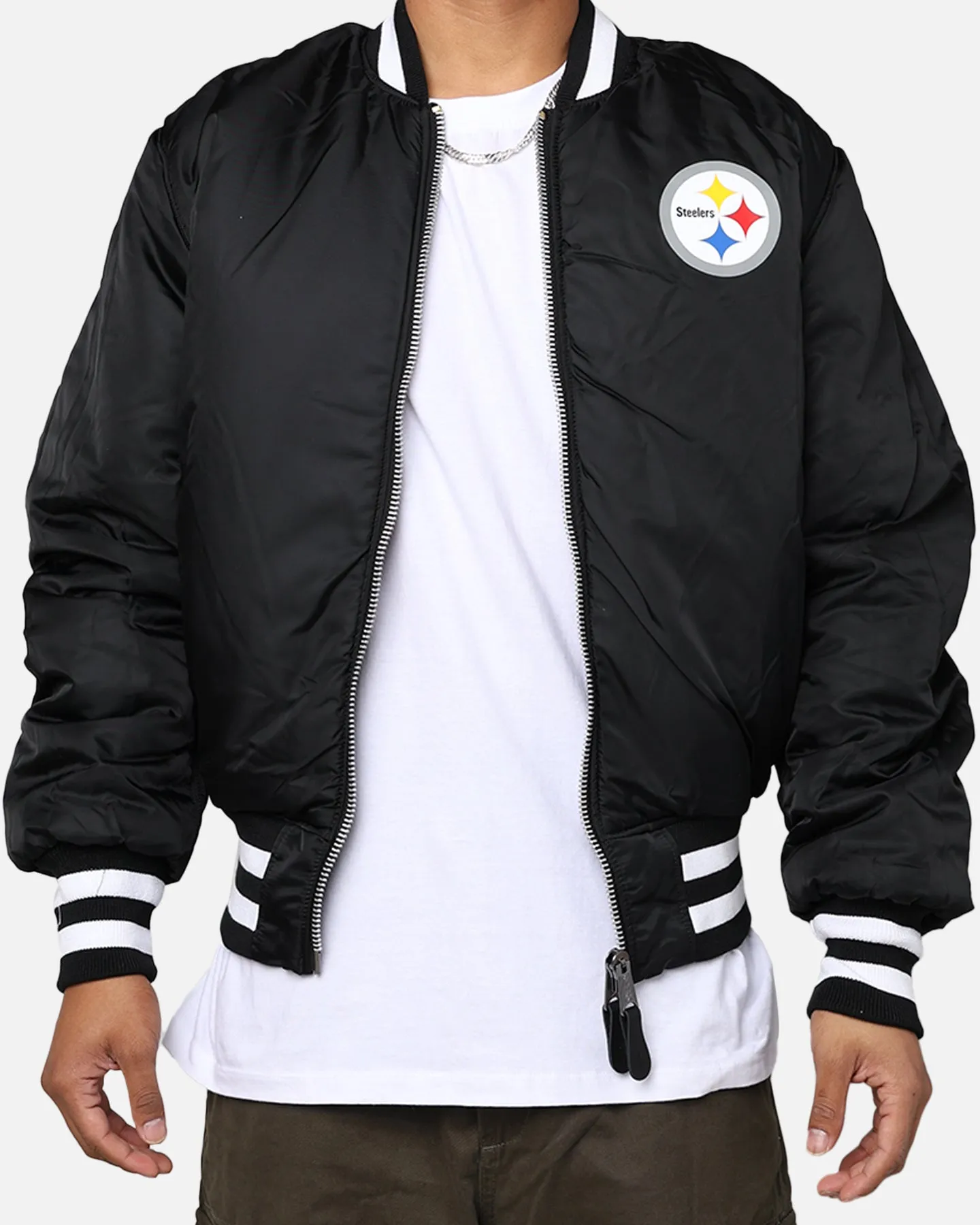 New Era X Alpha Series X NFL Pittsburgh Steelers MA-1 Bomber Jacket Black