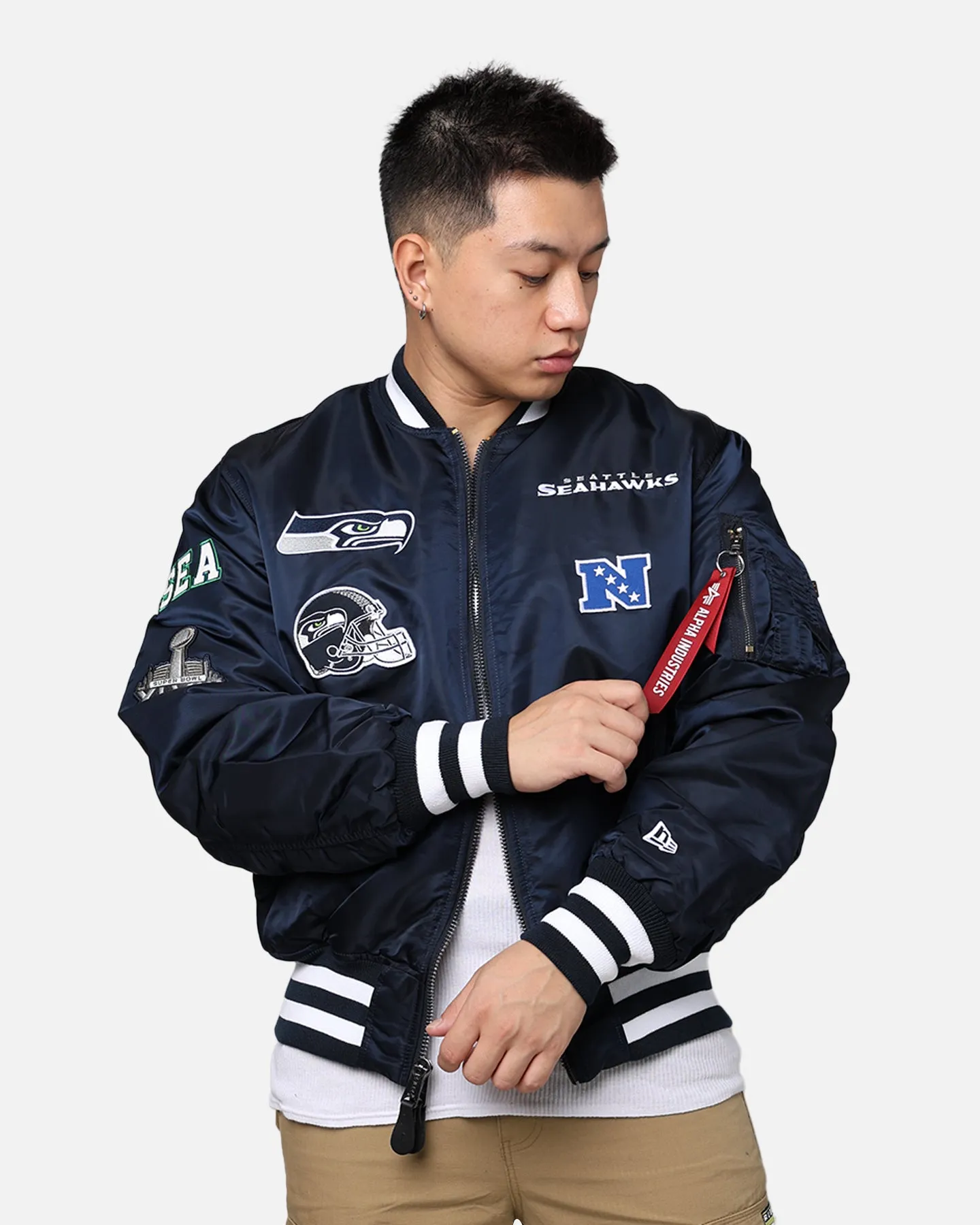 New Era X Alpha Series X NFL Seattle Seahawks MA-1 Bomber Jacket Navy/Black