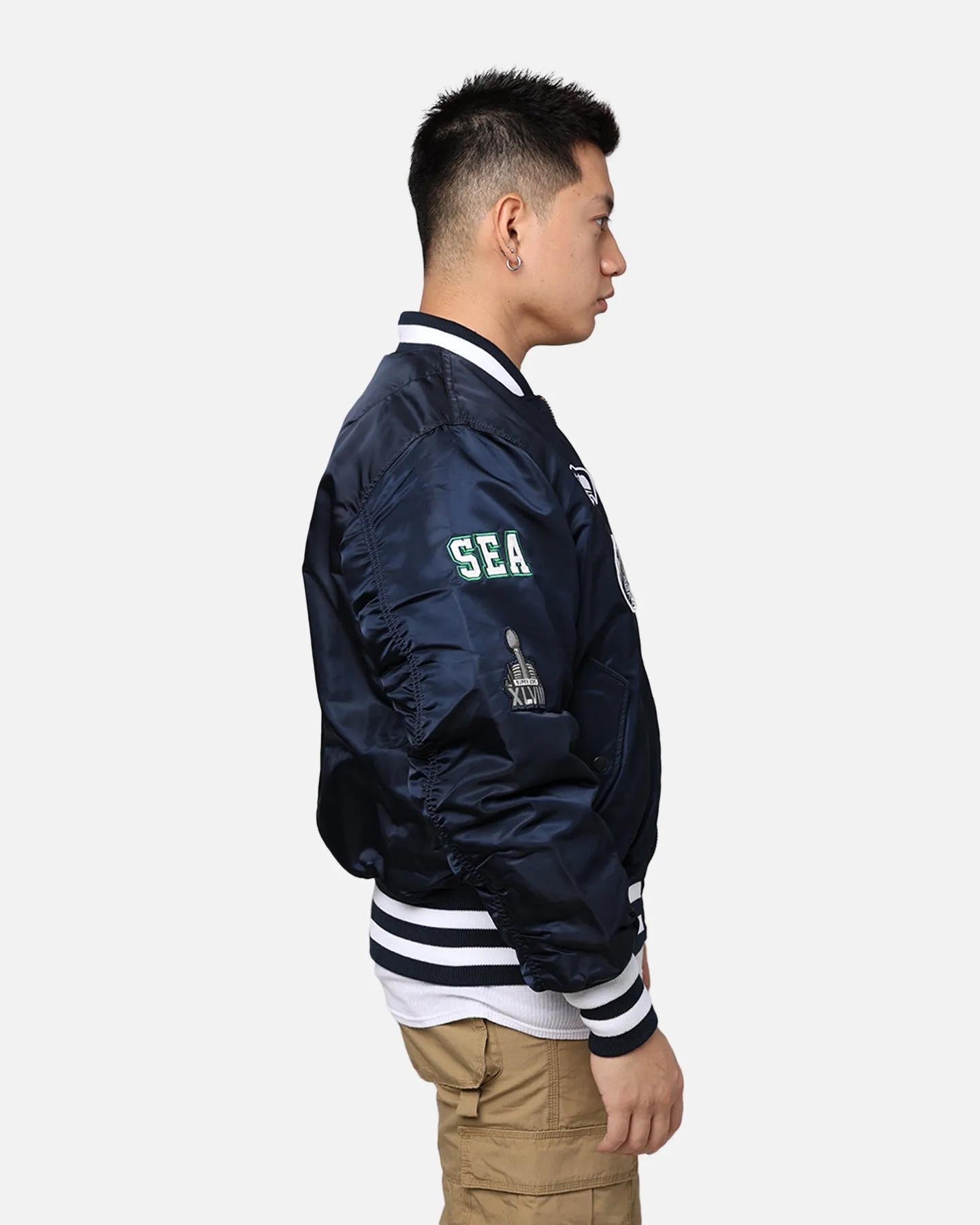 New Era X Alpha Series X NFL Seattle Seahawks MA-1 Bomber Jacket Navy/Black