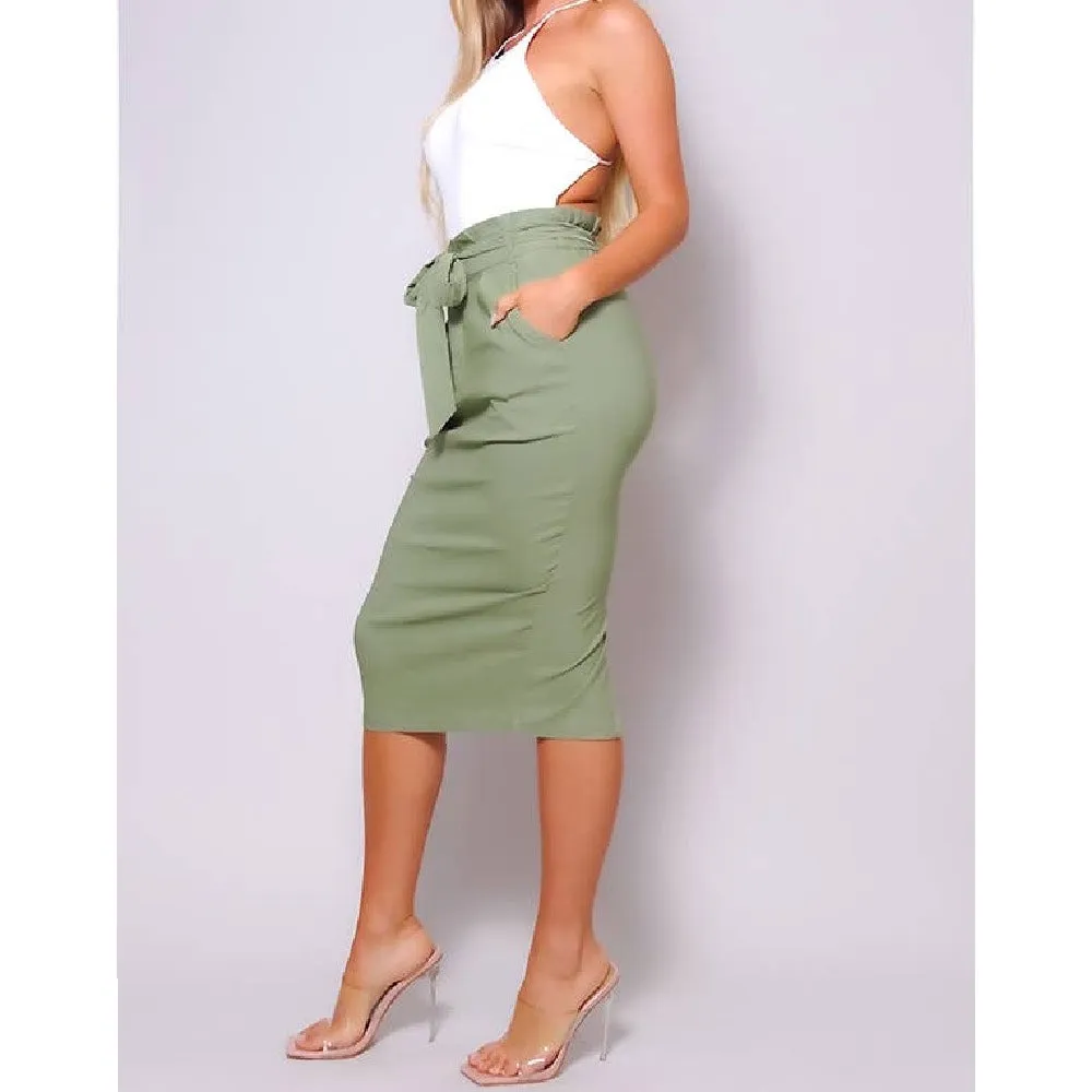 Olive Miss Donna High Waisted Midi Skirt