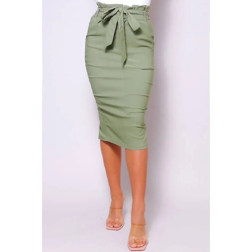 Olive Miss Donna High Waisted Midi Skirt