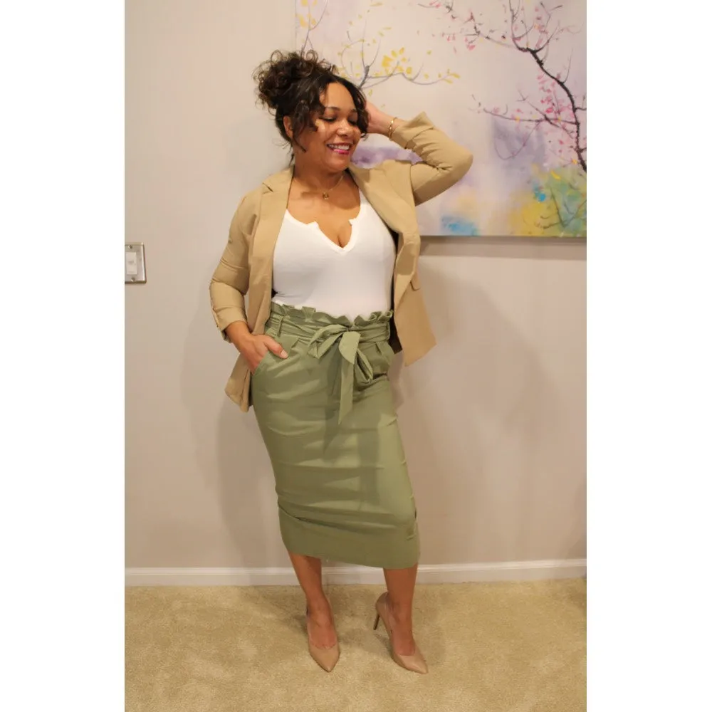 Olive Miss Donna High Waisted Midi Skirt