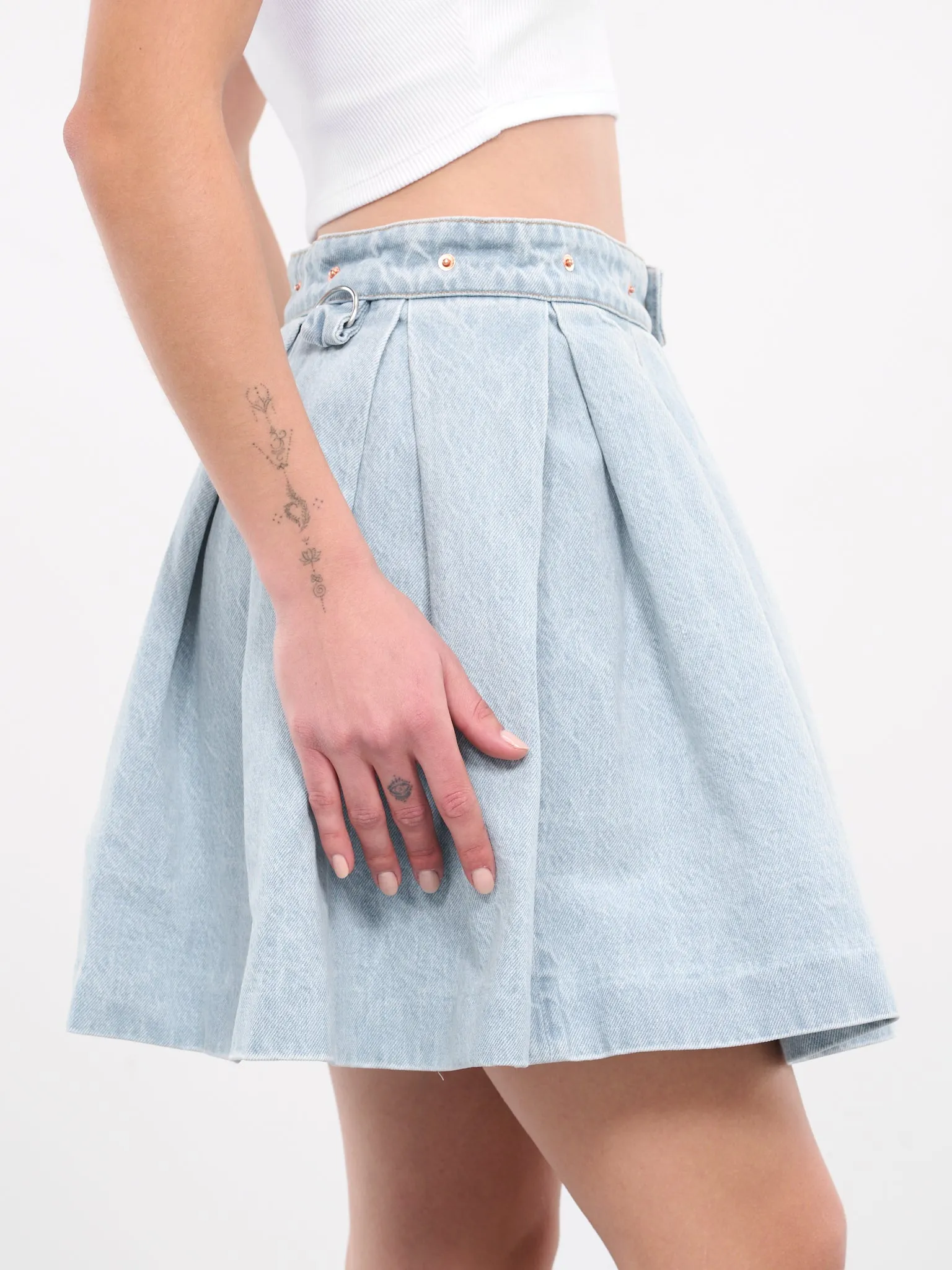 Pleated Denim Mini Skirt (WE64SK600N-BLUE)