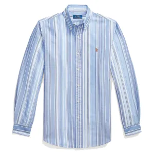 Polo Ralph Lauren Custom Fit Striped Oxford Button Down Shirt Blue Multi