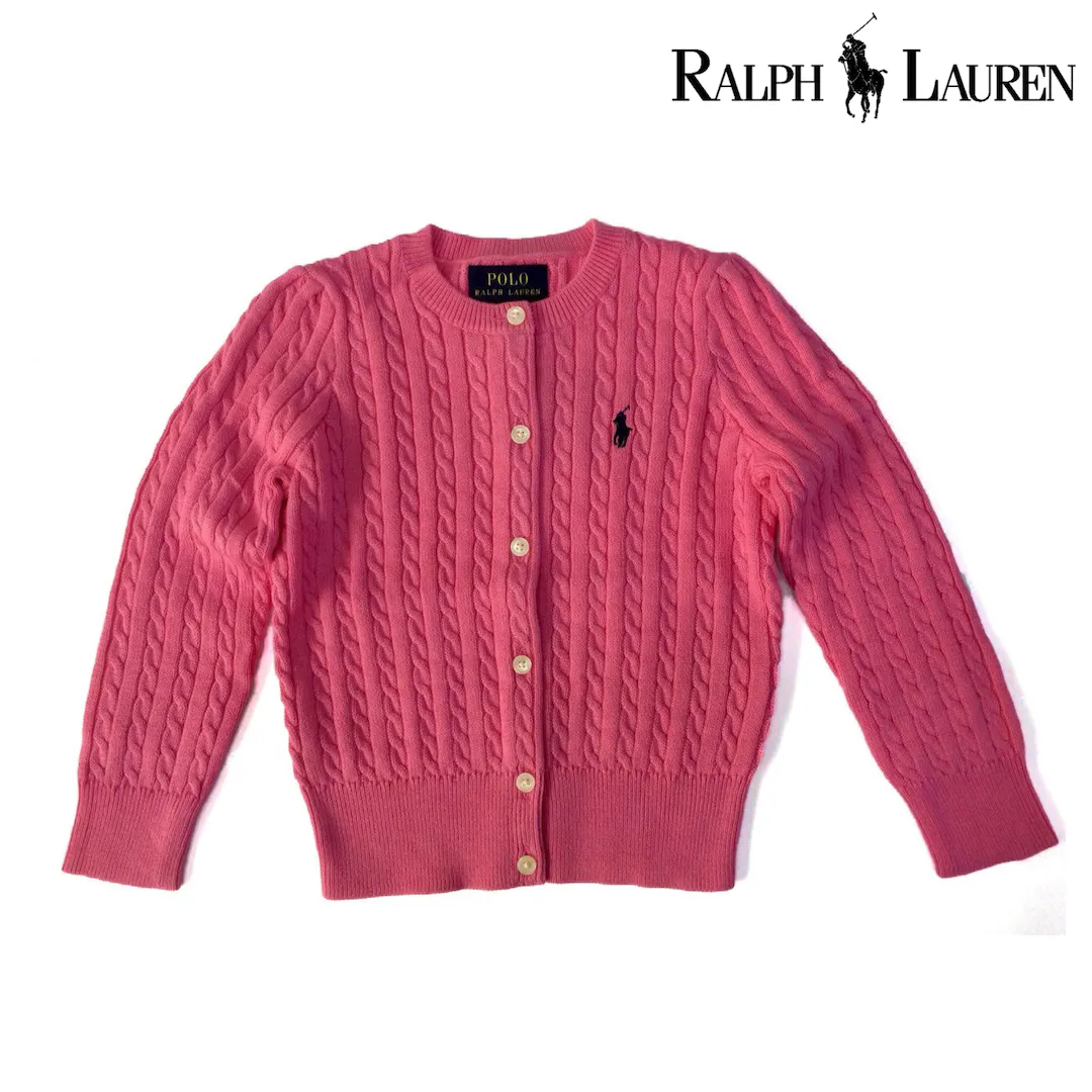 Polo Ralph Lauren Girls Mini-Cable Cotton Cardigan Pink (3/3T)