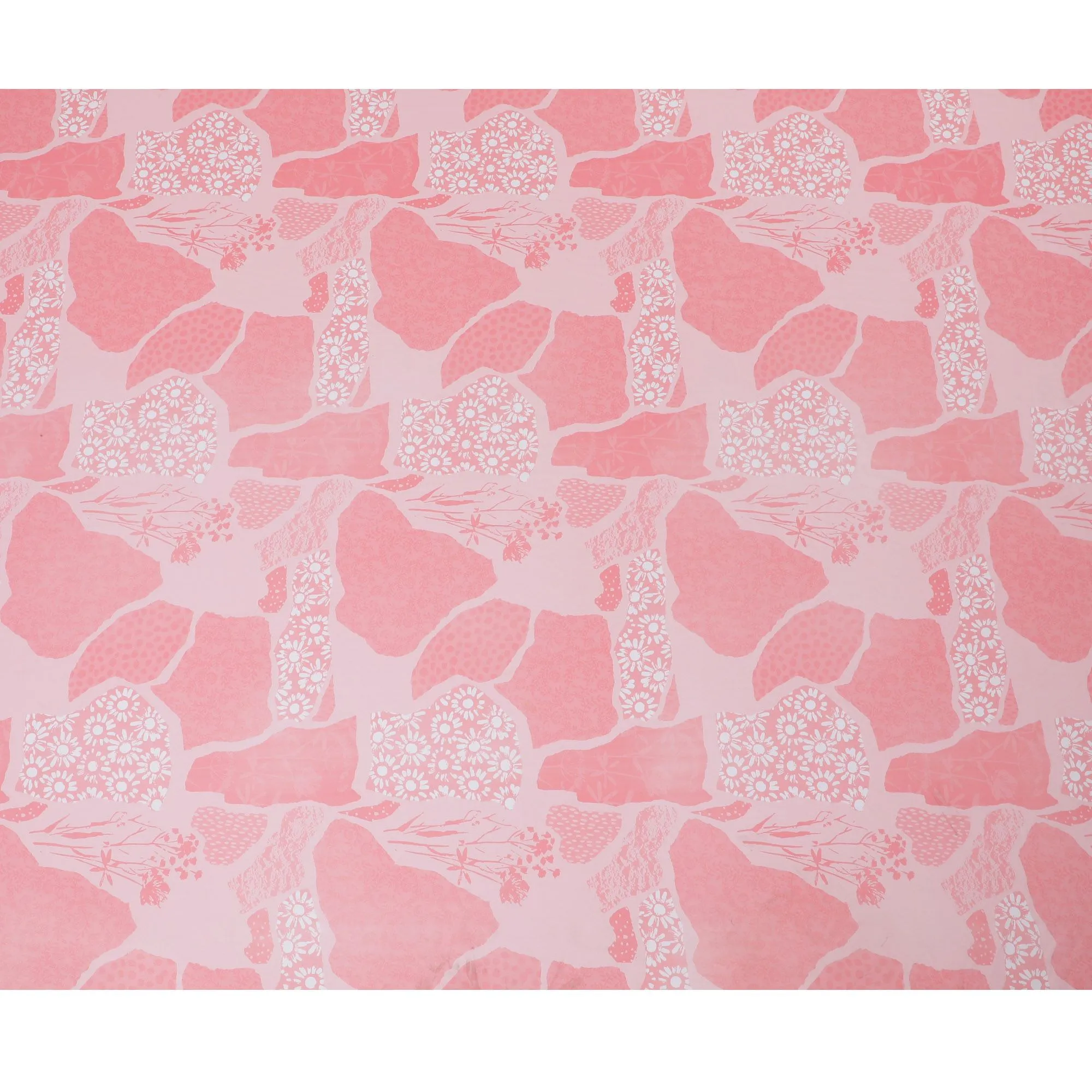 Premium Coral Pink Synthetic Georgette Fabric - Floral Design, Buy in Meters, 110cm Wide-D17992