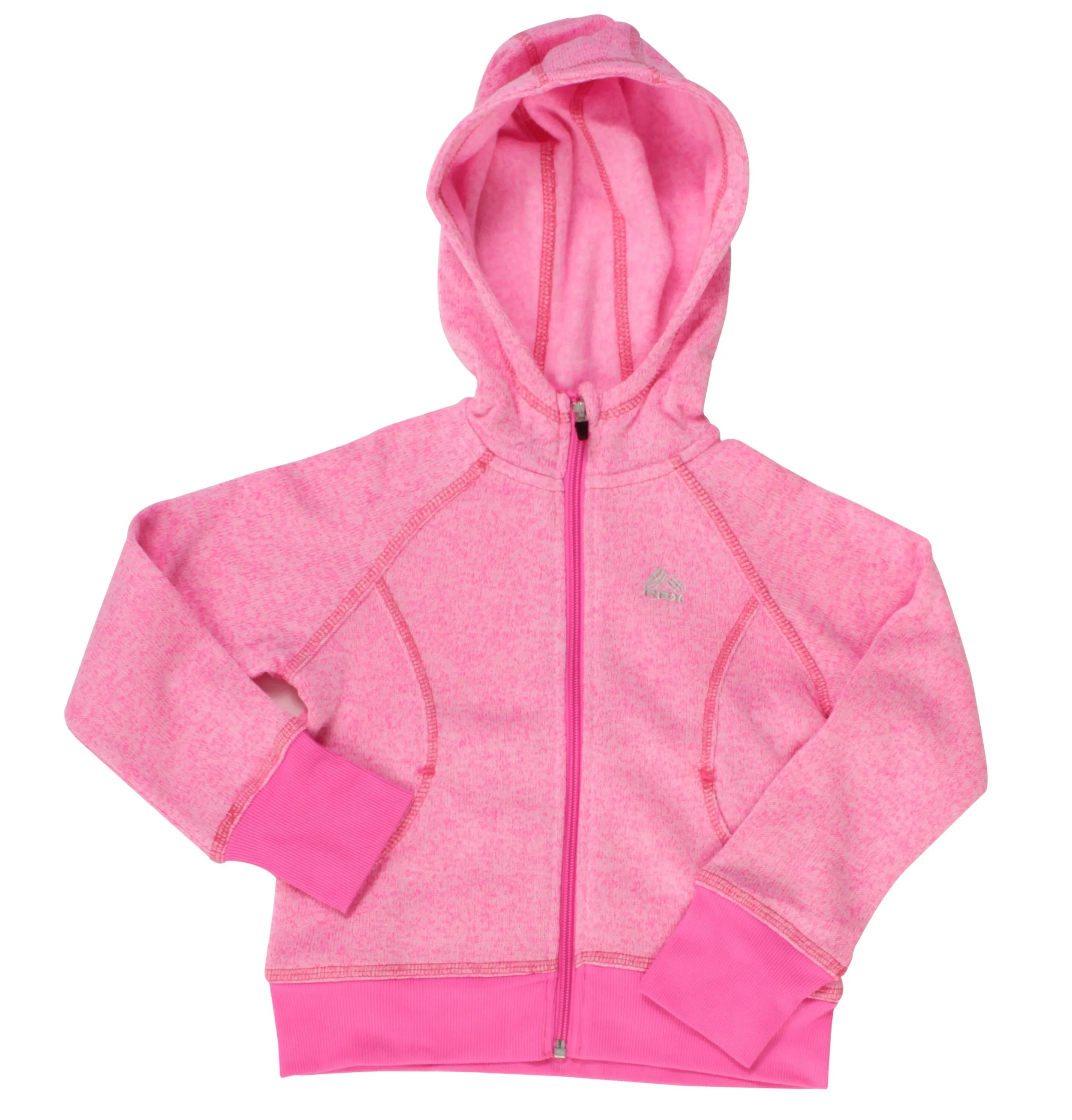 RBX Active Girl's Grey Full Zip Hooded Knit Fleece Bubble Gum Pink 5/6