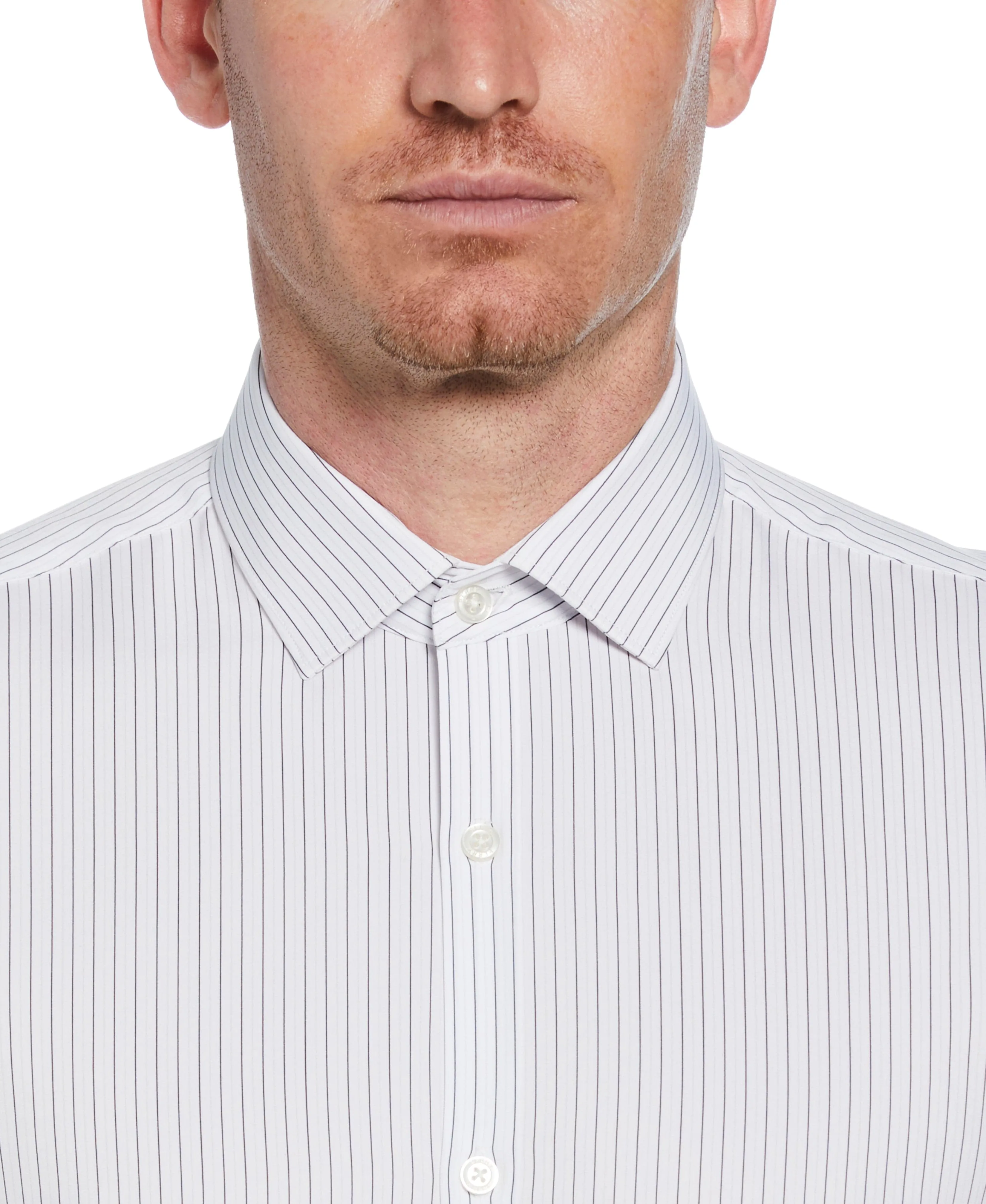 Slim Fit Button-Down Stretch Stripe Dress Shirt