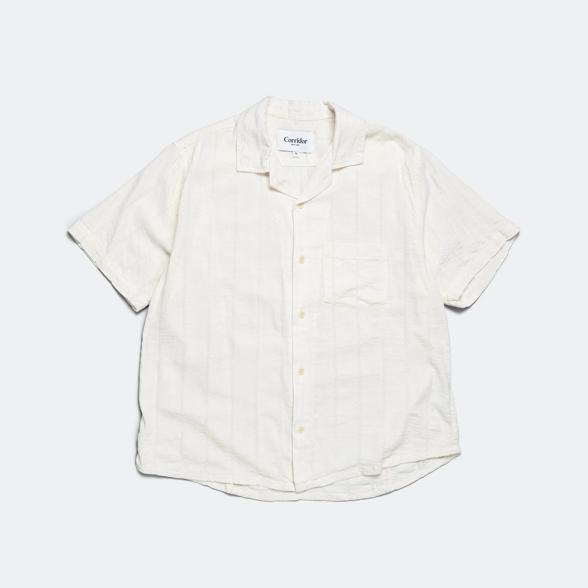 Striped Seersucker SS Shirt - White