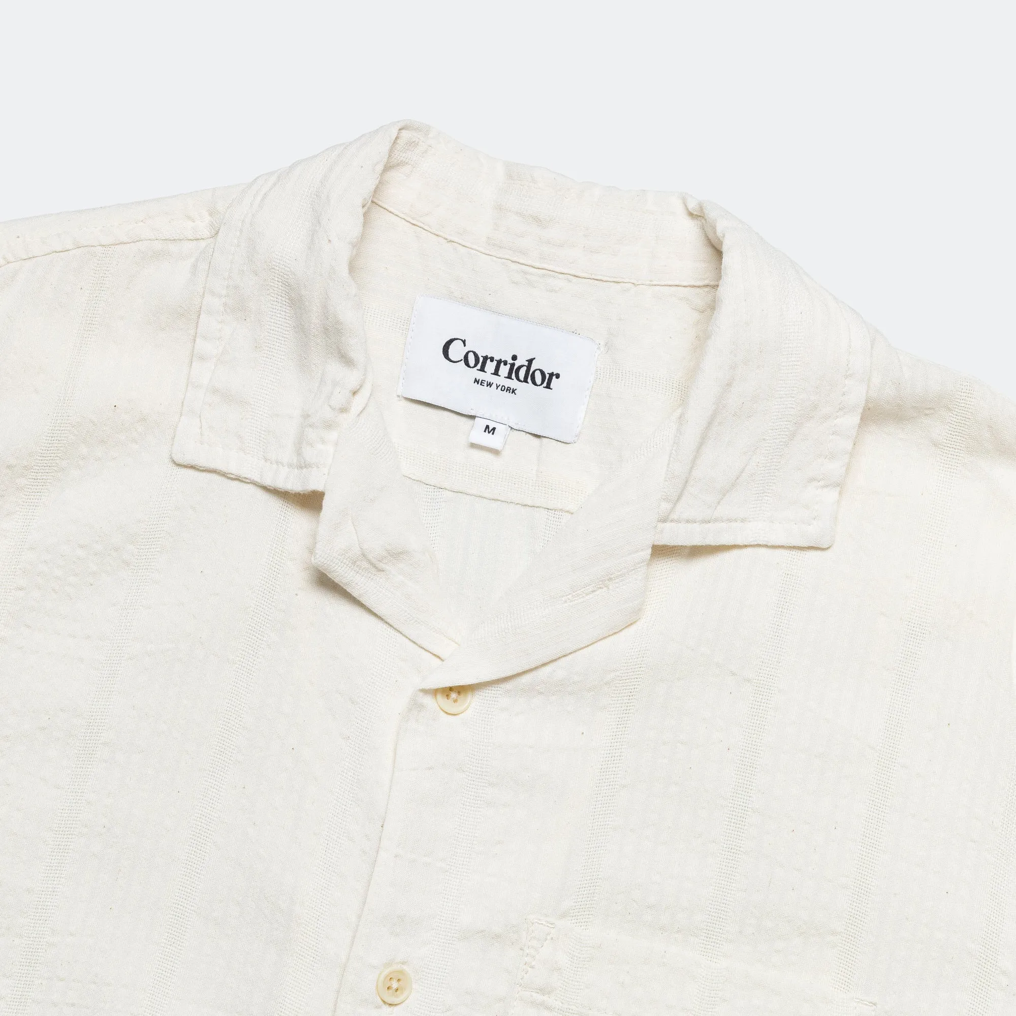 Striped Seersucker SS Shirt - White