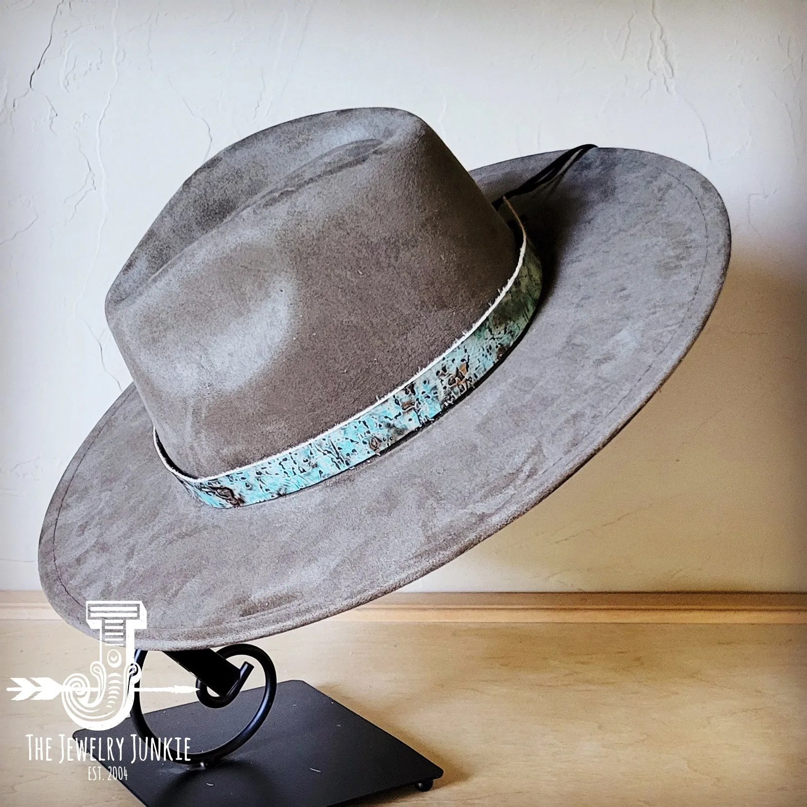 Turquoise Metallic Western Leather Band w/ Choice of Boho Hat 985f