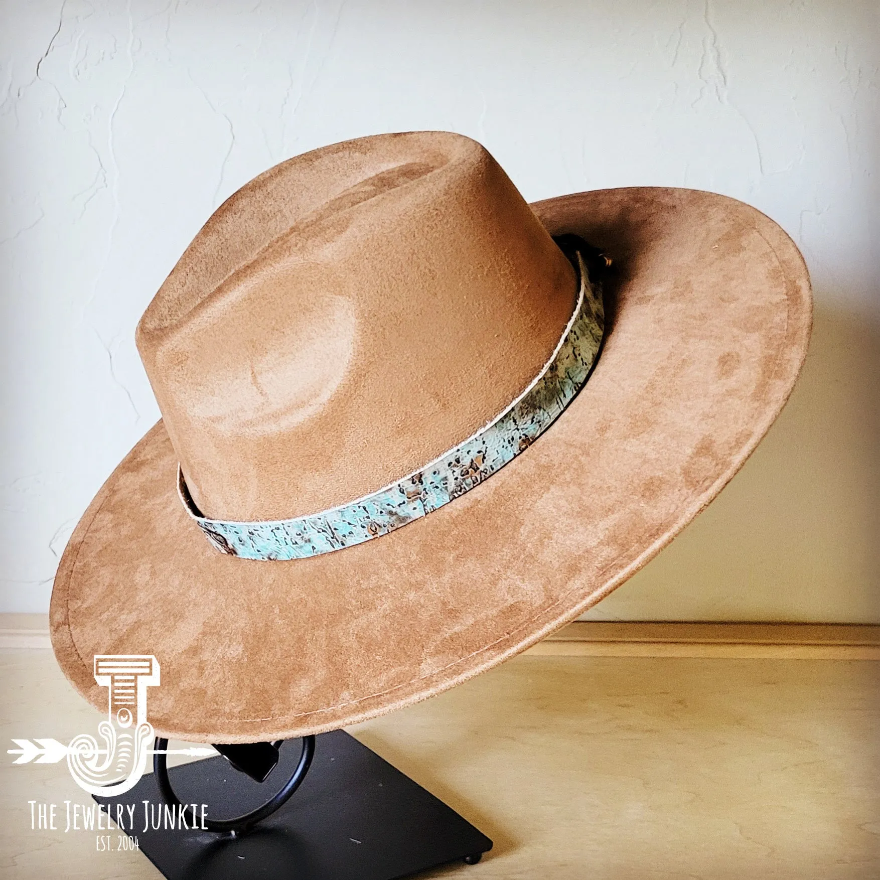 Turquoise Metallic Western Leather Band w/ Choice of Boho Hat 985f