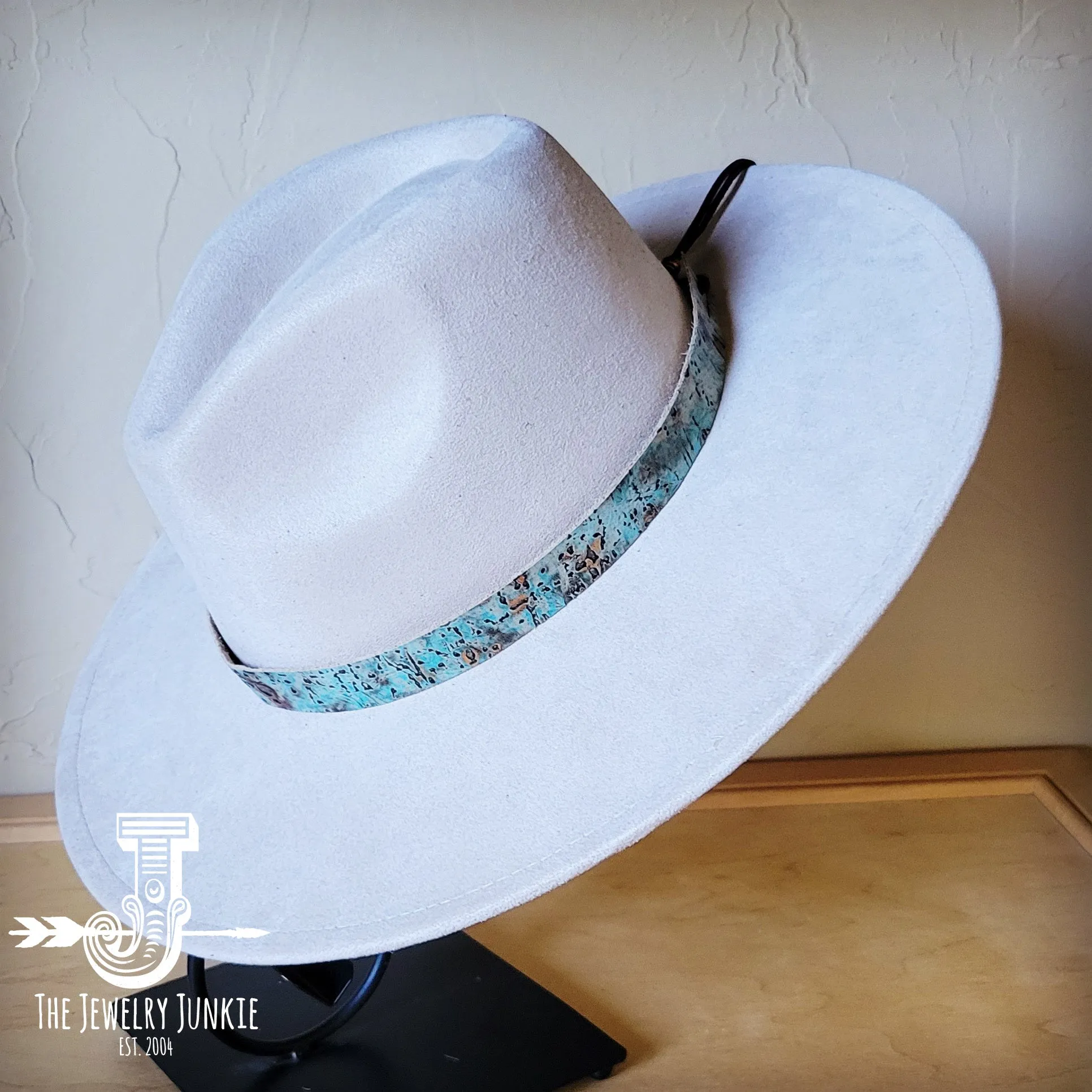 Turquoise Metallic Western Leather Band w/ Choice of Boho Hat 985f