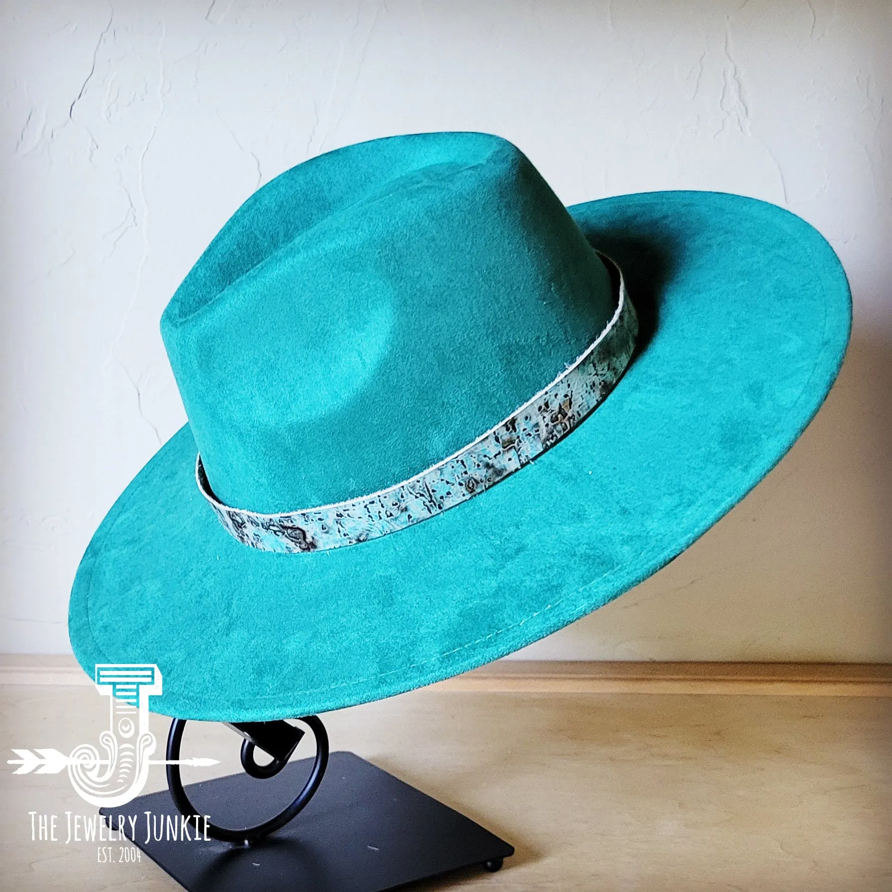 Turquoise Metallic Western Leather Band w/ Choice of Boho Hat 985f