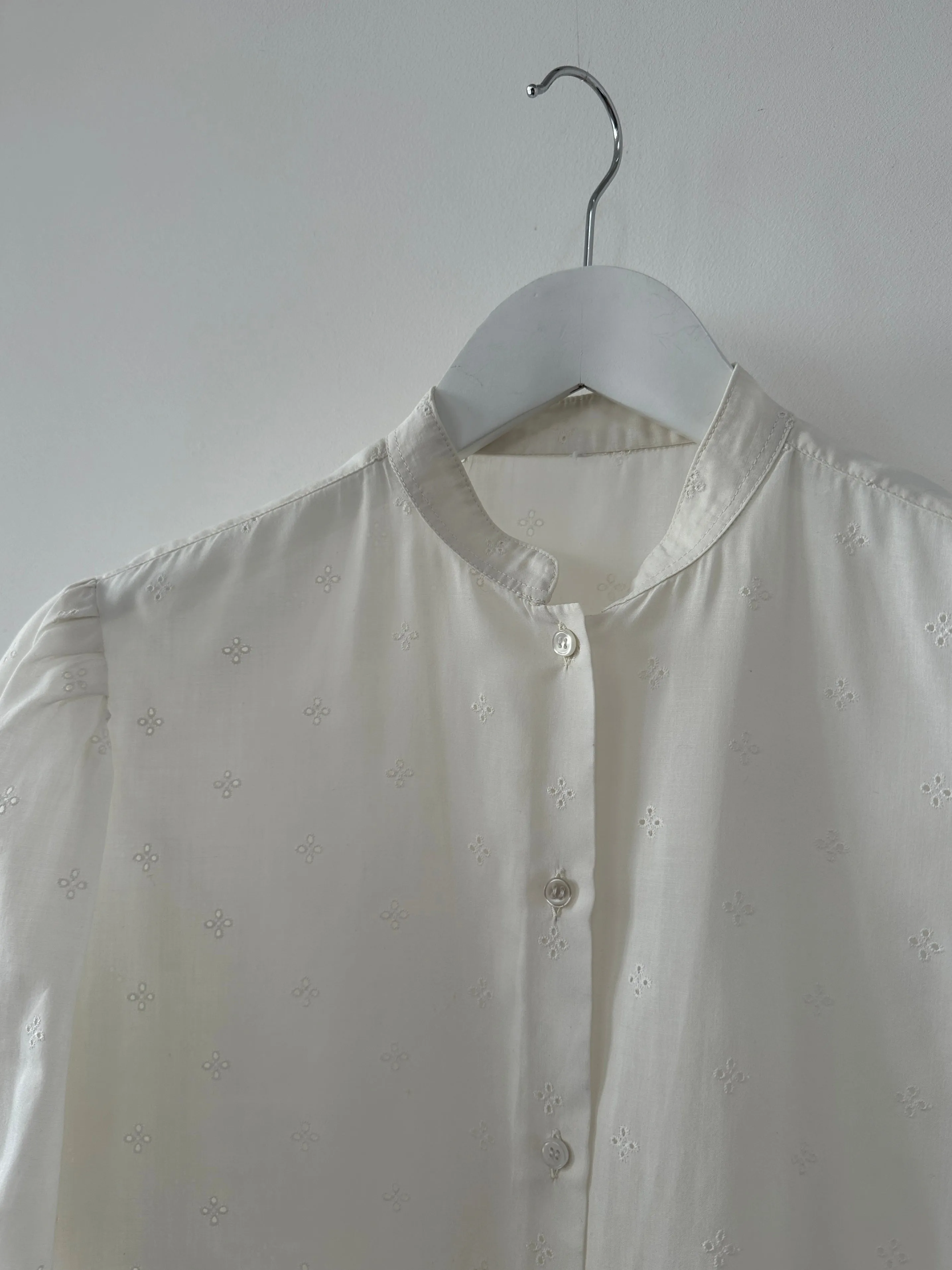 Vintage Pointelle Sheer Short Sleeve Shirt - M/L