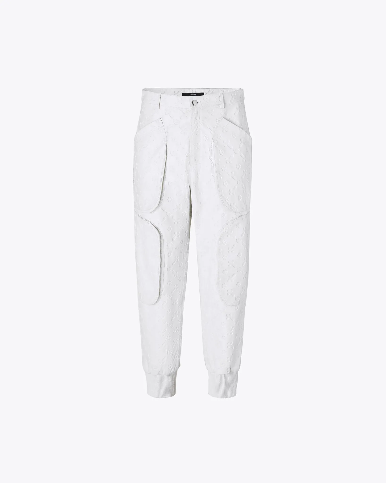 WHITE LEATHER CARGO PANTS