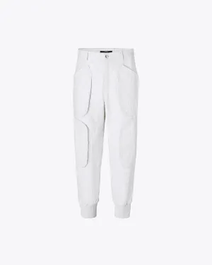 WHITE LEATHER CARGO PANTS