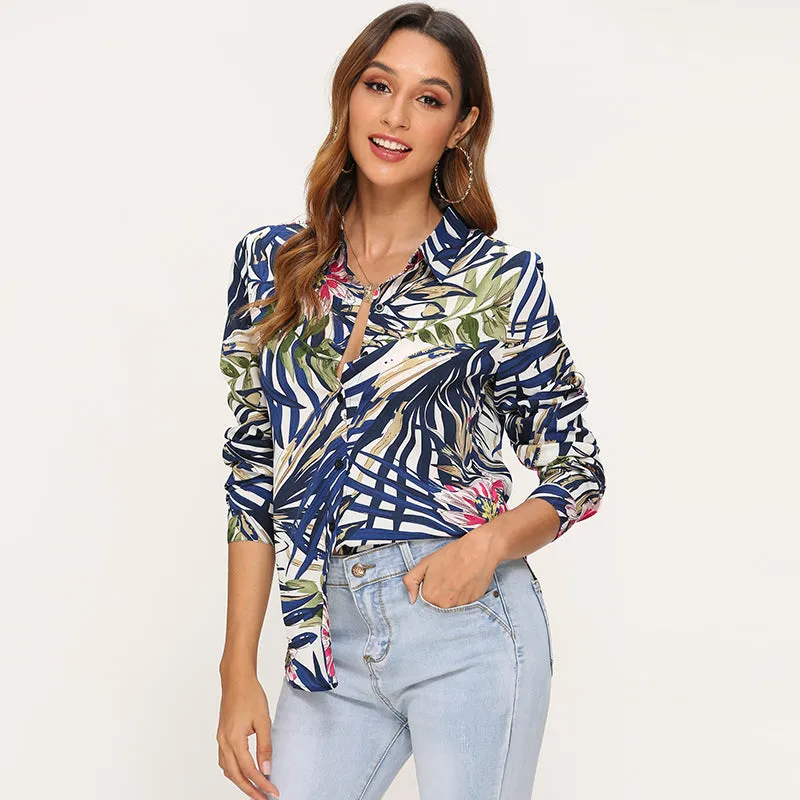 Women Blouses Printed Long Sleeve