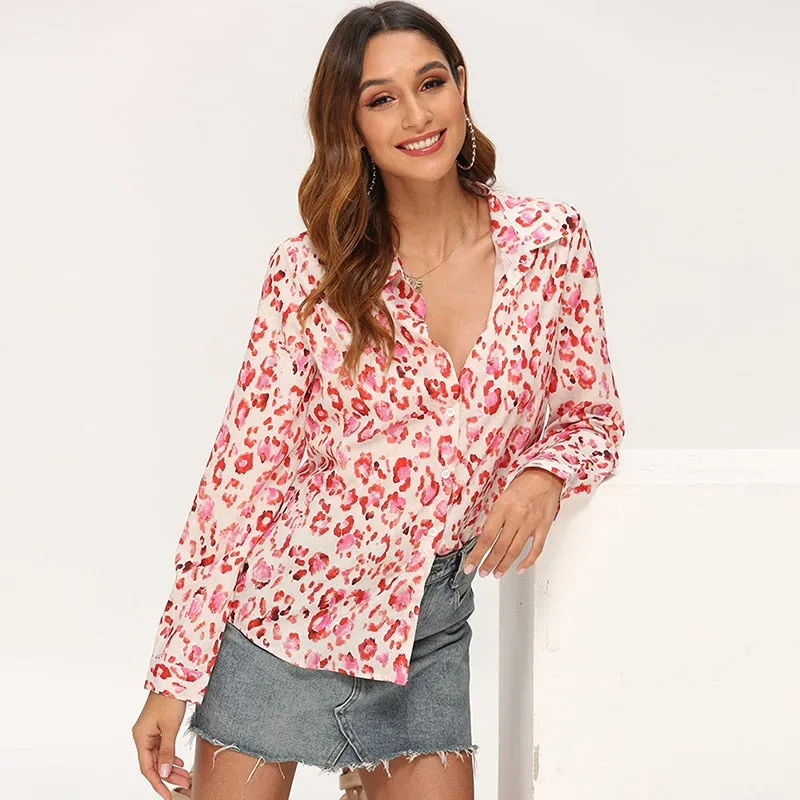 Women Blouses Printed Long Sleeve