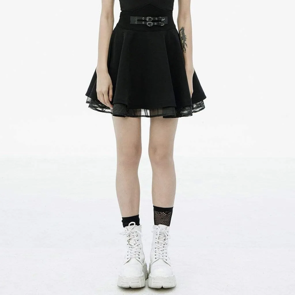 Women's Grunge High-Waisted JK Black Pleated Skirts