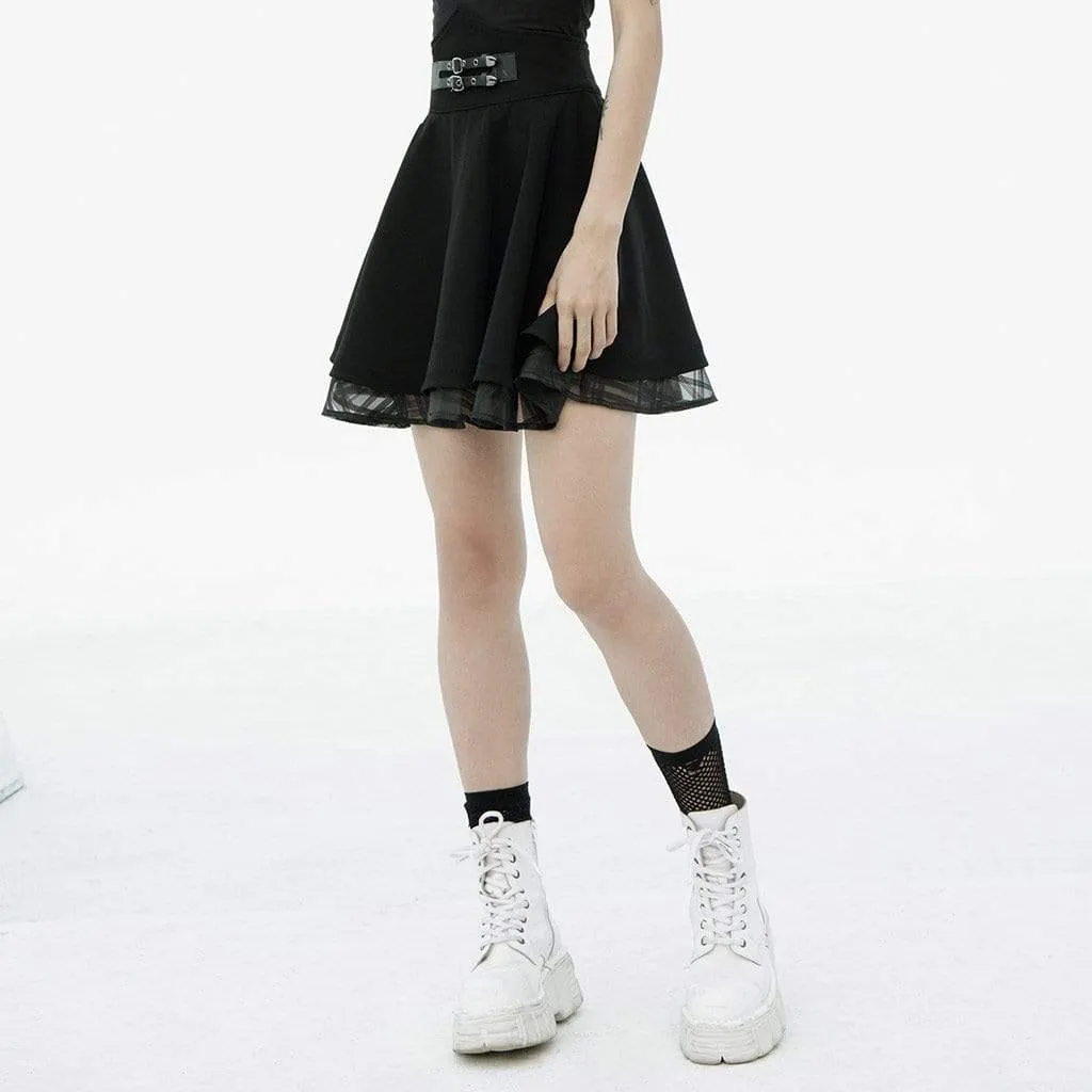 Women's Grunge High-Waisted JK Black Pleated Skirts